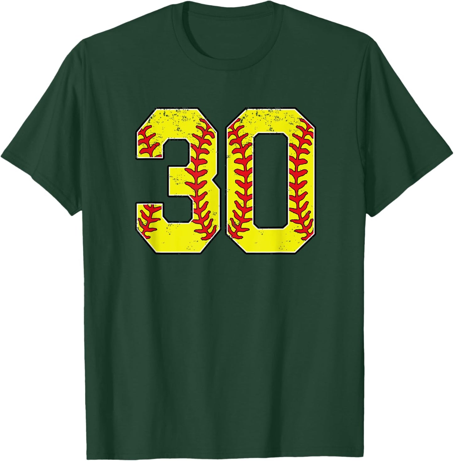 Softball Number 30 Mom Dad Show Support Favorite Player T-Shirt - T-Shirt | Forest