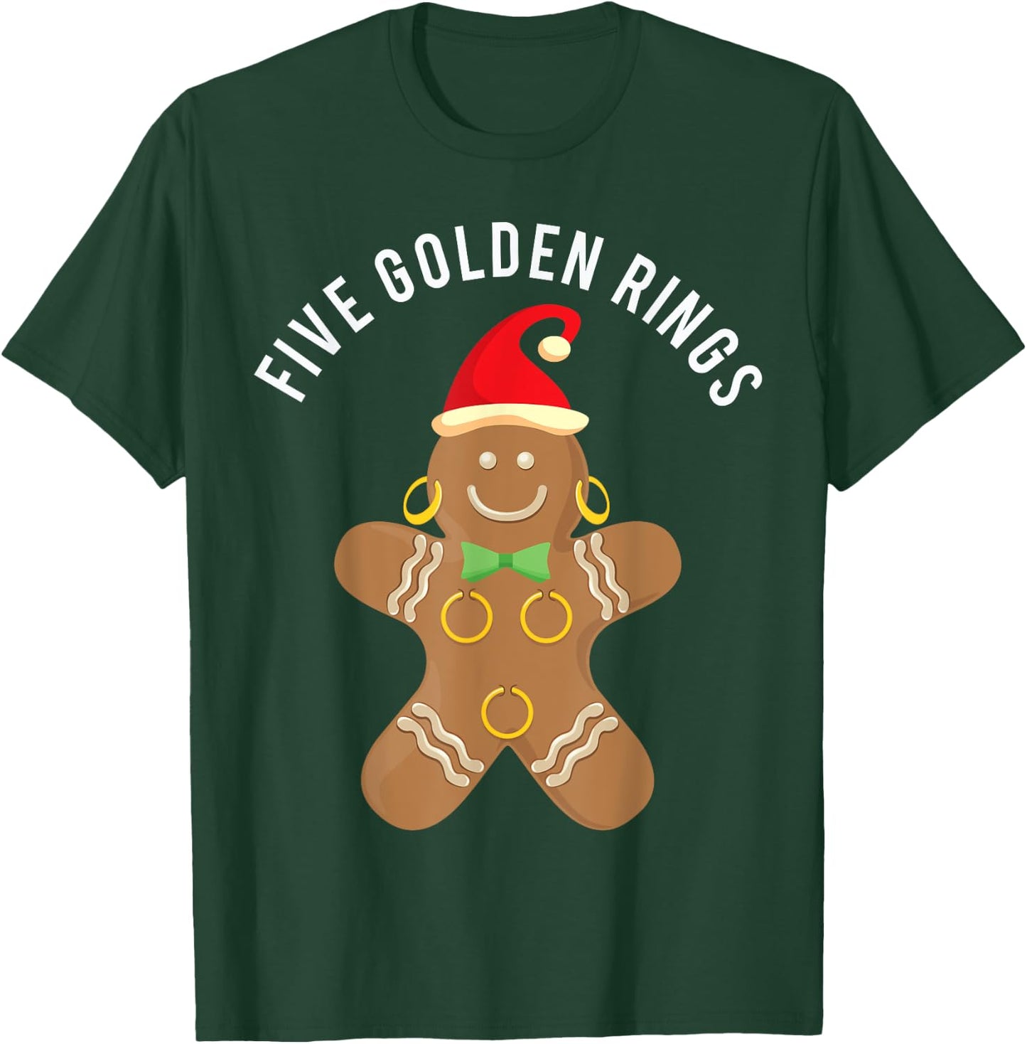 GingerBread Man Five Golden Rings Song 12 Days T-Shirt - T-Shirt | Forest