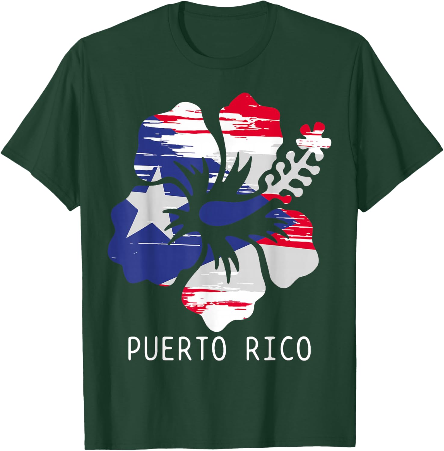 Puerto Rico Flag Pride Hibiscus Flower Boricua Puerto Rican T-Shirt - T-Shirt | Forest