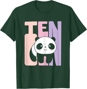 10th Birthday Girl Cute Panda Panda Bear 10 Years Old T-Shirt - T-Shirt | Forest