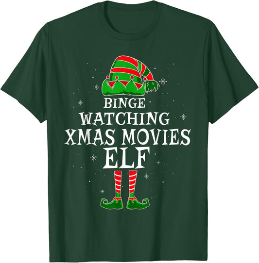 Binge Watching Xmas Movies Elf Matching Family Christmas T-Shirt - T-Shirt | Forest