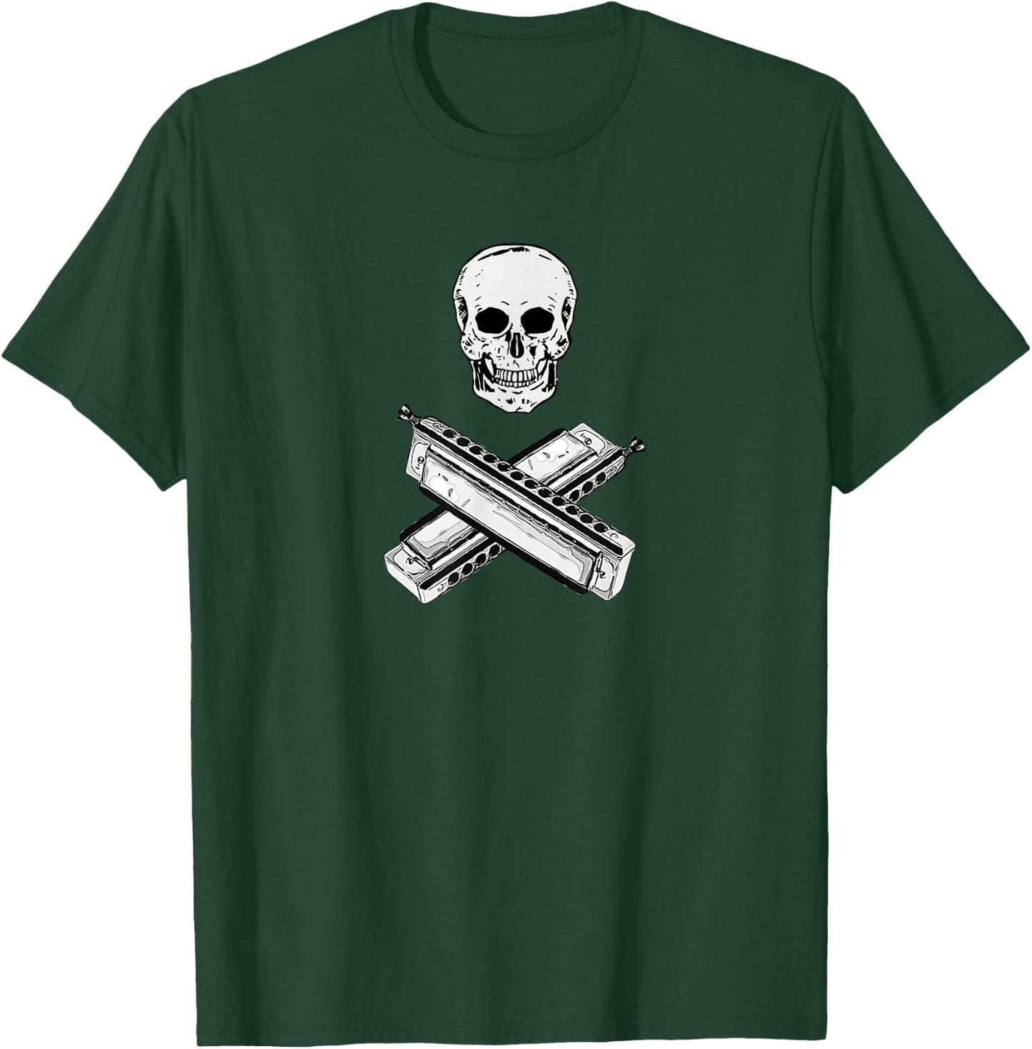 Chromatic Harmonica Skull T-Shirt - T-Shirt | Forest