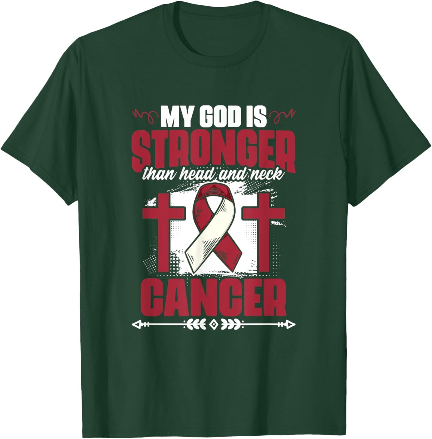 God Stronger Than Head And Neck Cancer Throat Cancer T-Shirt - T-Shirt | Forest