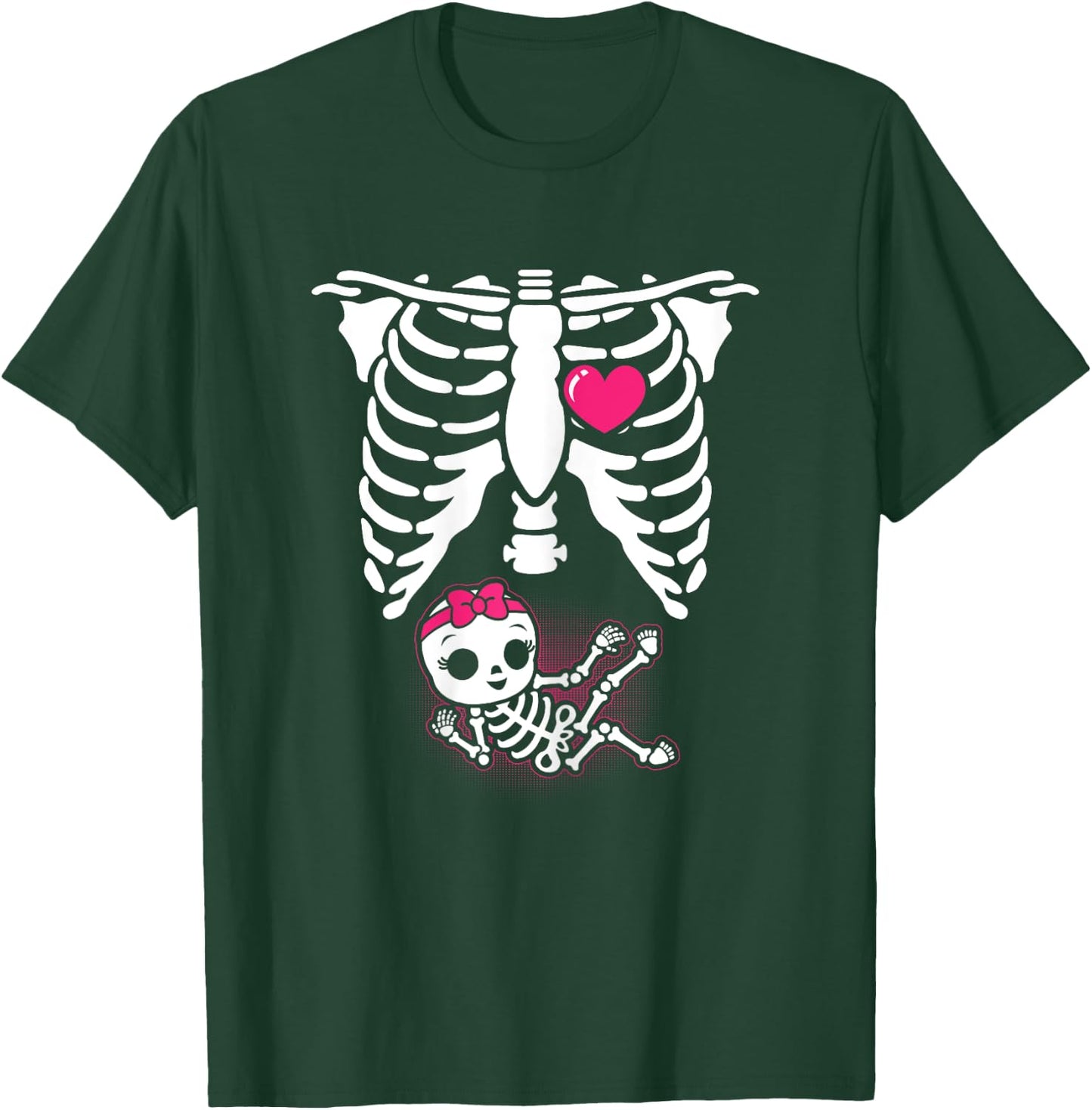 Halloween Skeleton Pregnancy Baby Girl X-Ray Funny Pregnant T-Shirt - T-Shirt | Forest