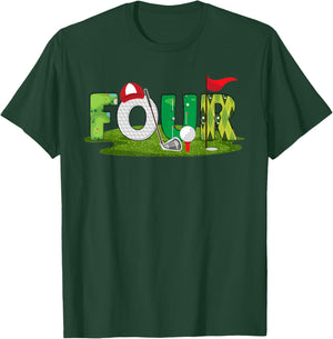4th Birthday Golf Theme 4 Year Old Kids Sport Party T-Shirt - T-Shirt | Forest