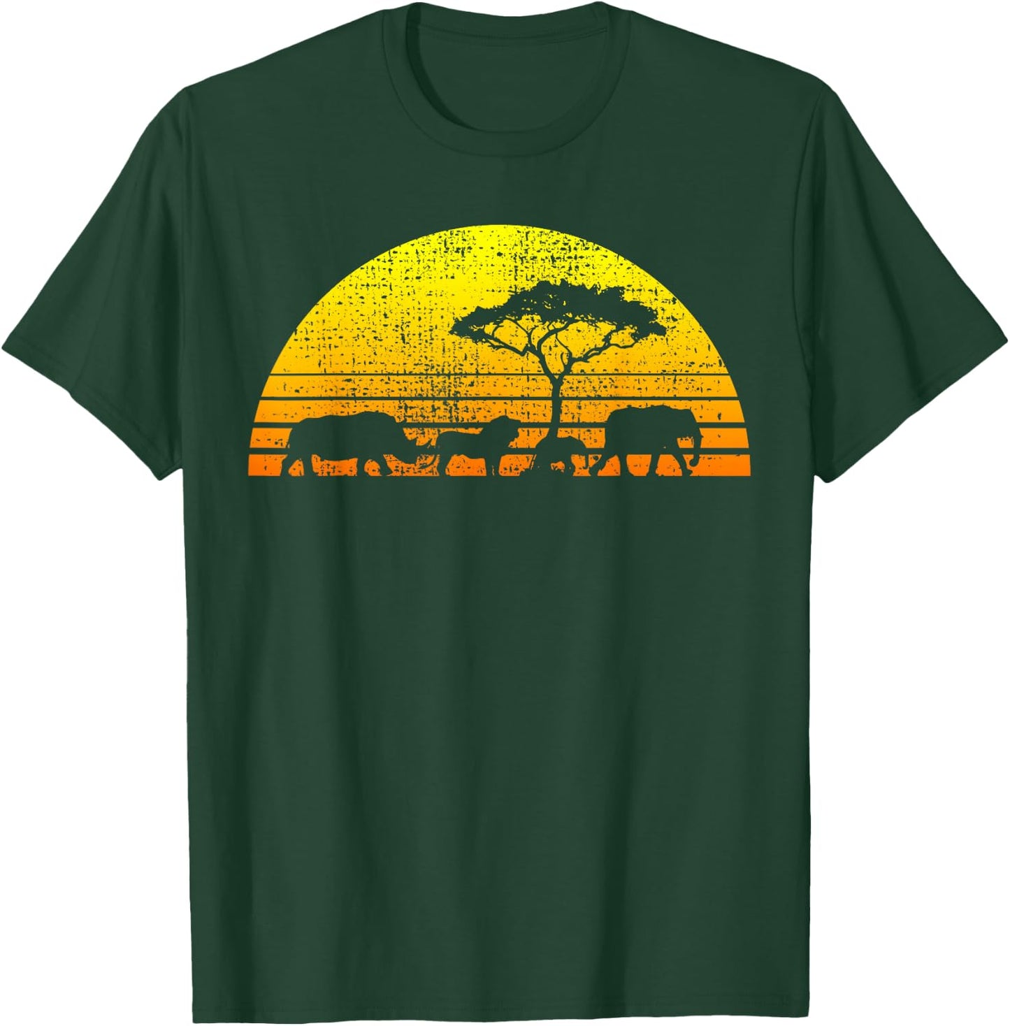Africa Elephant Lion Rhino Kenya Namibia Tanzania Vintage T-Shirt - T-Shirt | Forest