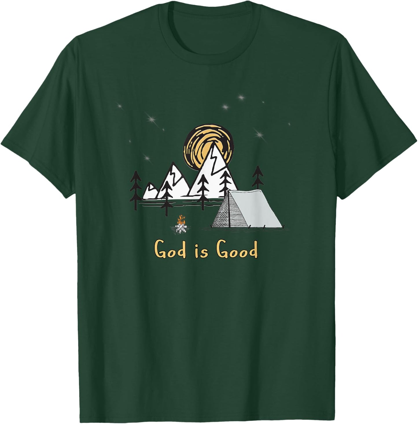 God is good tent camping under the stars graphic design gift T-Shirt - T-Shirt | Forest
