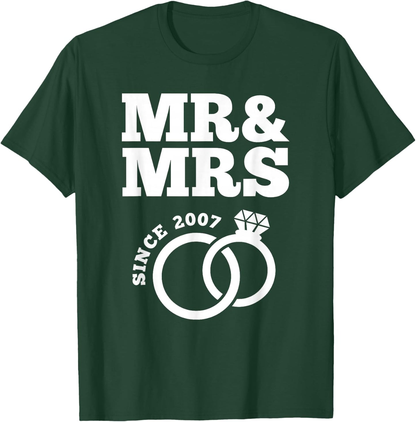16th Wedding Anniversary Husband Wife Mr. & Mrs. Since 2007 T-Shirt - T-Shirt | Forest