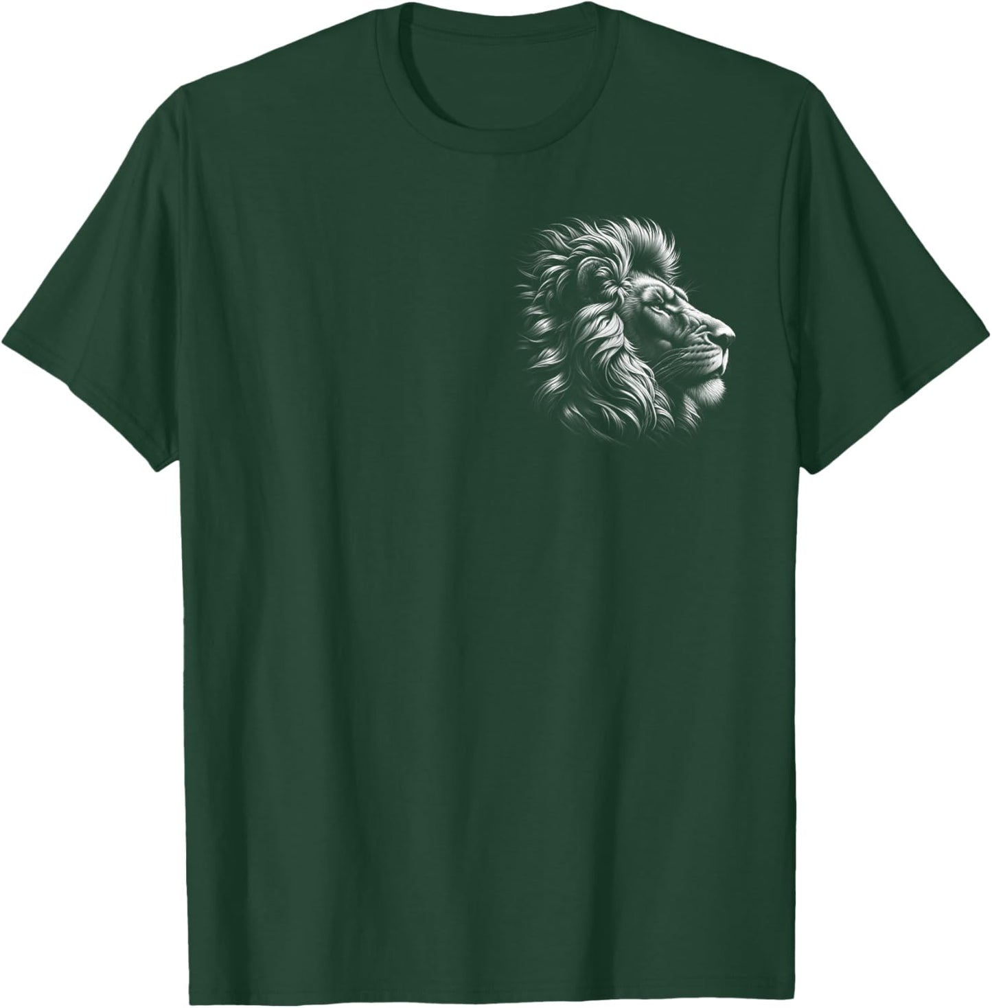 Lion Head - Cool Portrait of a Proud Lion on Chest T-Shirt - T-Shirt | Forest