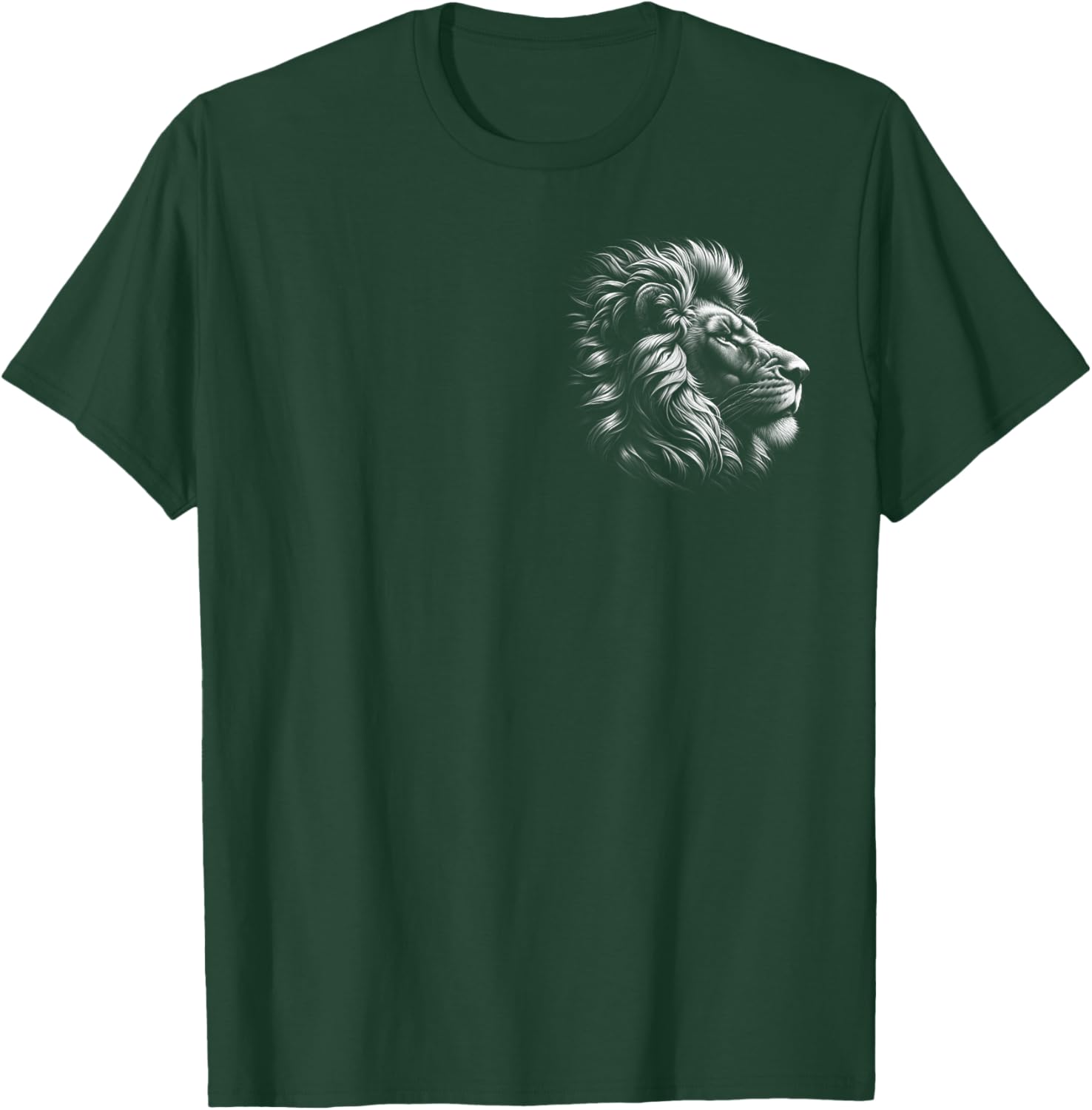 Lion Head - Cool Portrait of a Proud Lion on Chest T-Shirt - T-Shirt | Forest