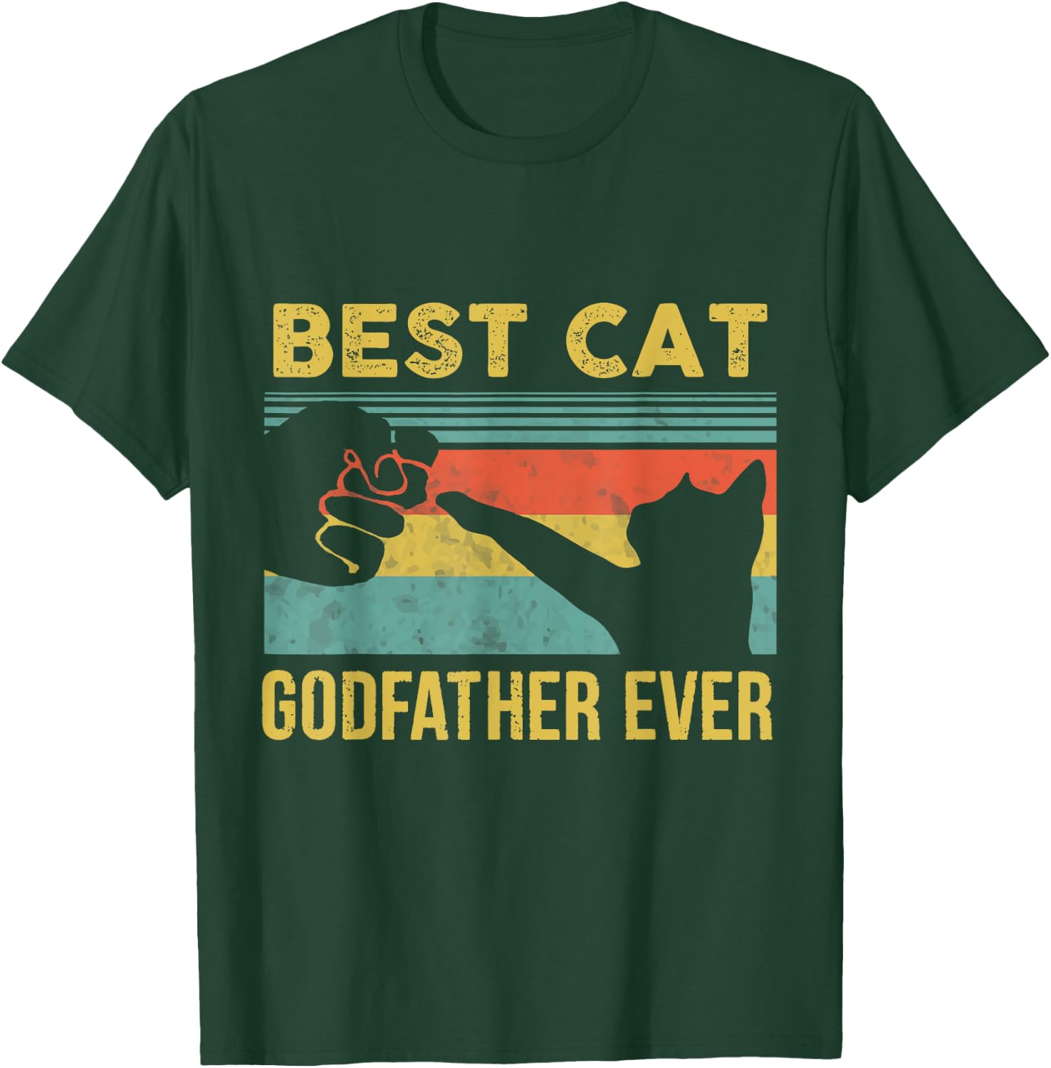Best Cat Godfather Ever Vintage Cats Happy Father's Day T-Shirt - T-Shirt | Forest