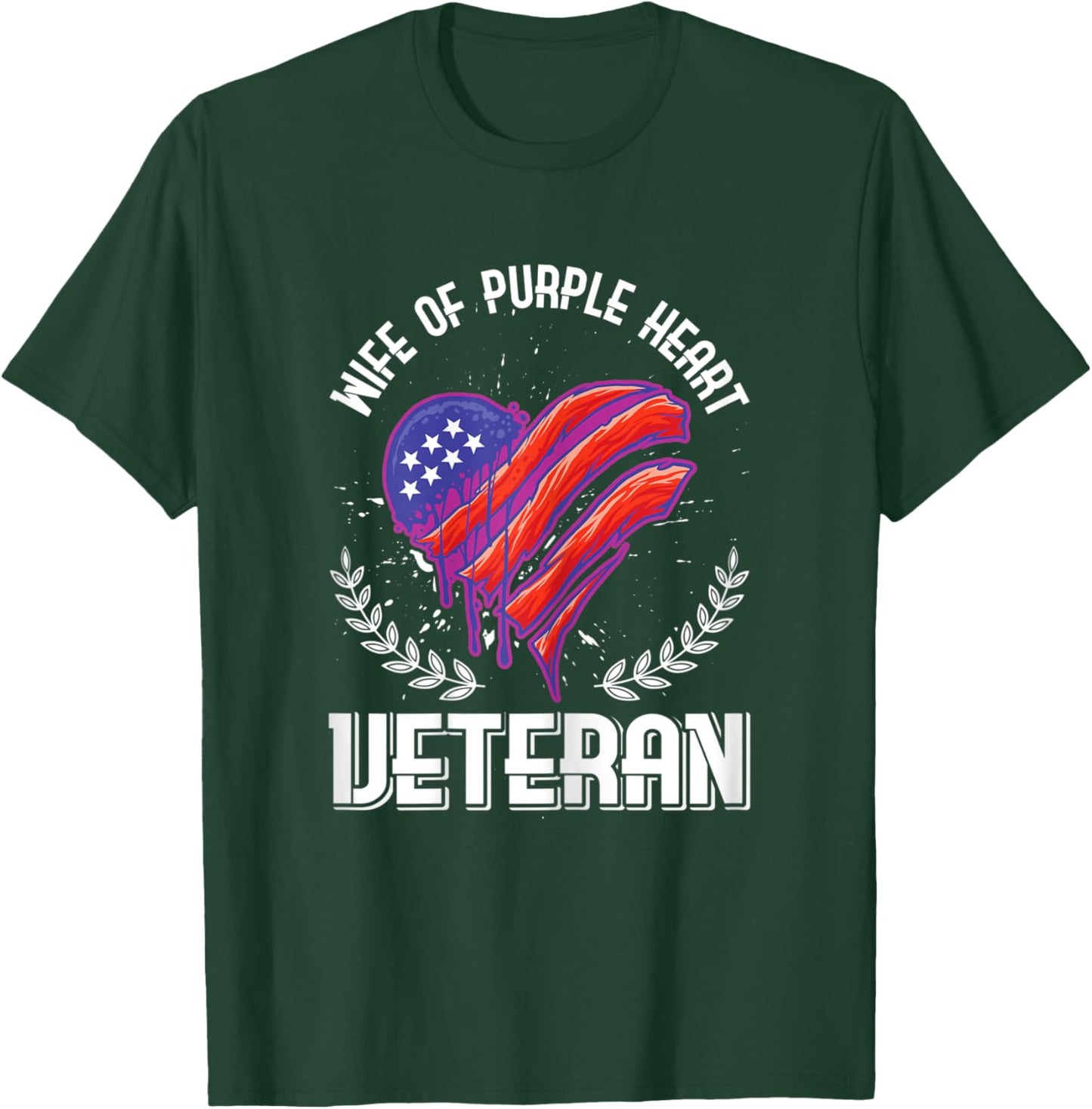 Wife of purple heart Veteran American flag T-Shirt - T-Shirt | Forest