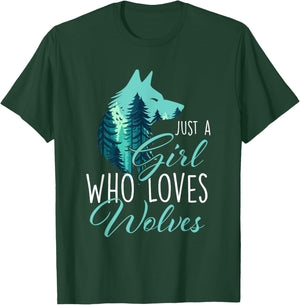 Just A Girl Who Loves Wolves - Wolf Lover Wildlife Animal T-Shirt - T-Shirt | Forest