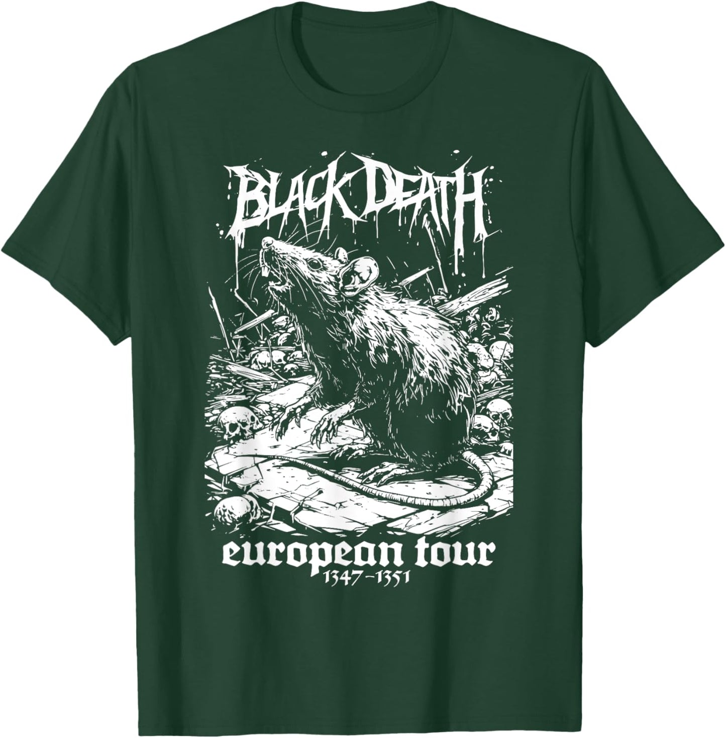 Black Death European Tour Plague Rat Medieval History Goth T-Shirt - T-Shirt | Forest