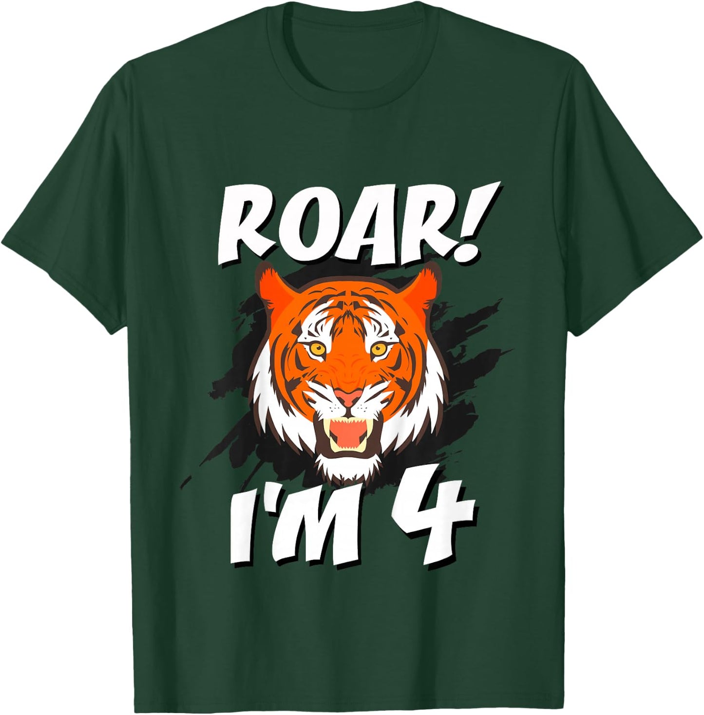 4 Year Old Tiger Birthday Party Tigers Roar Safari 4th Gift T-Shirt - T-Shirt | Forest