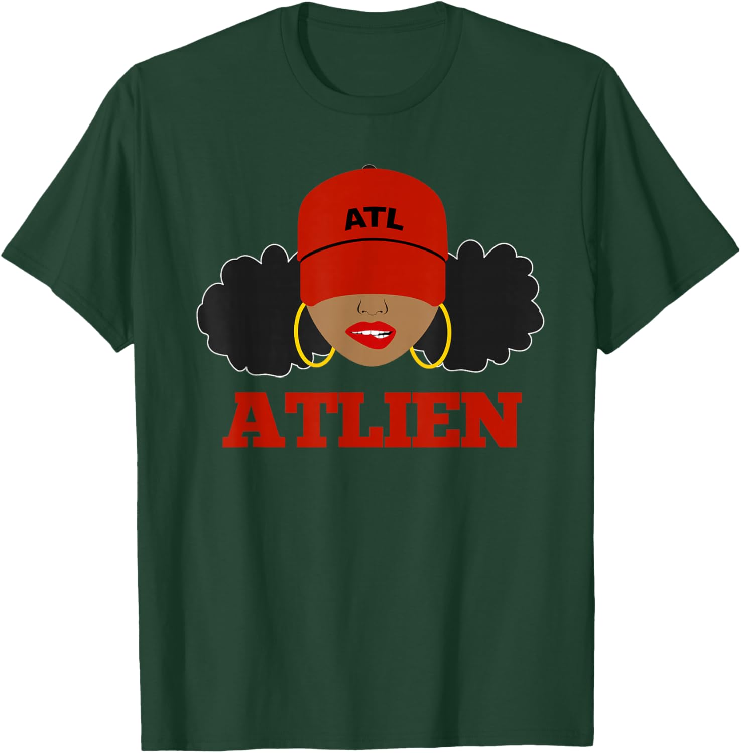 ATLien Black Woman Afro Puffs ATL Atlanta T-Shirt - T-Shirt | Forest