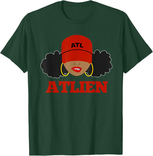 ATLien Black Woman Afro Puffs ATL Atlanta T-Shirt - T-Shirt | Forest