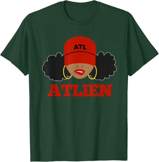 ATLien Black Woman Afro Puffs ATL Atlanta T-Shirt - T-Shirt | Forest