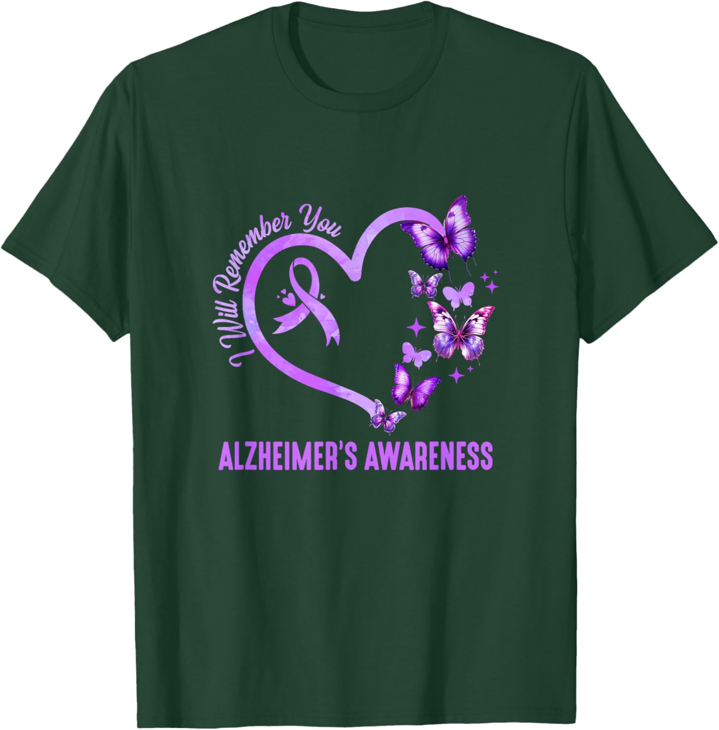I'll Remember For You Purple Butterfly Alzheimer's Awareness T-Shirt - T-Shirt | Forest