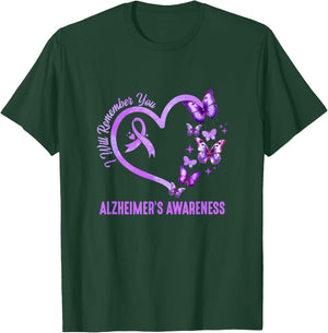 I'll Remember For You Purple Butterfly Alzheimer's Awareness T-Shirt - T-Shirt | Forest