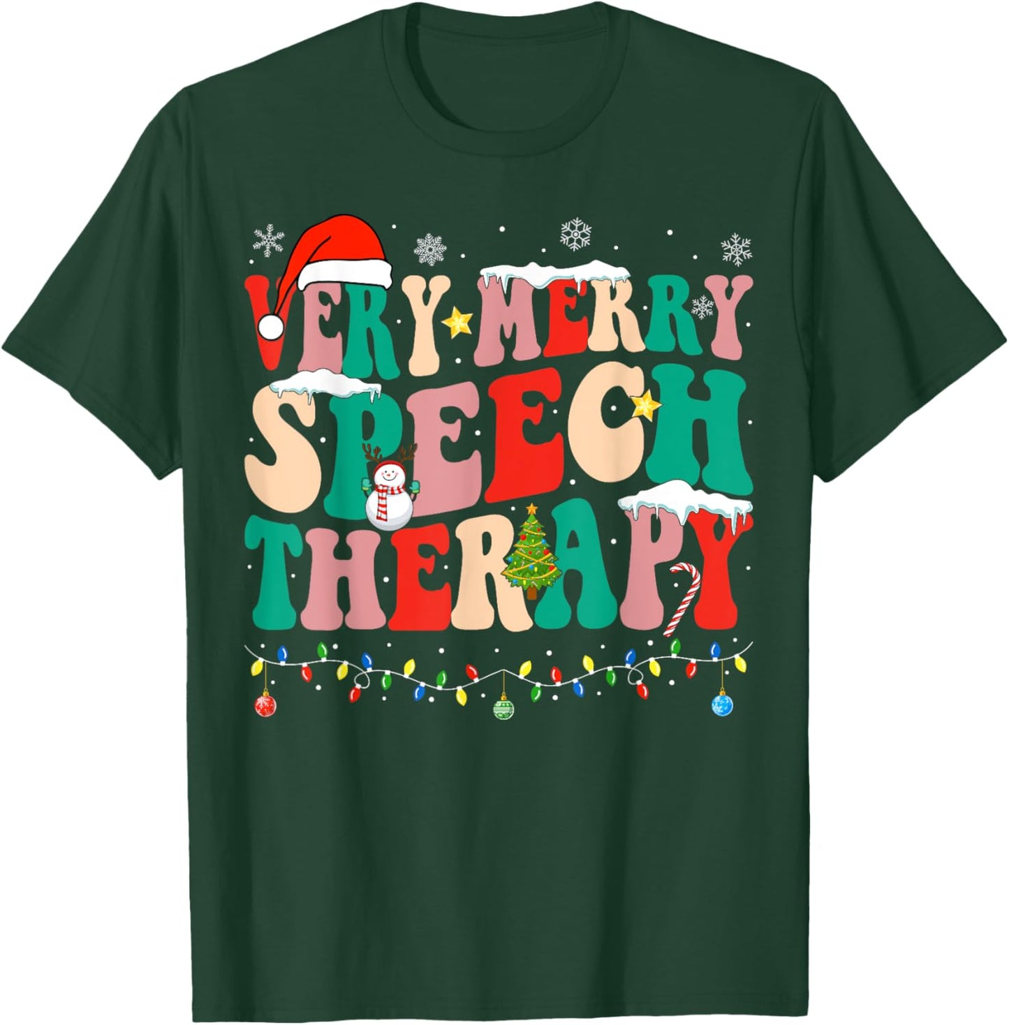 Very Merry Speech Therapy Christmas Speech Therapist SLP T-Shirt - T-Shirt | Forest