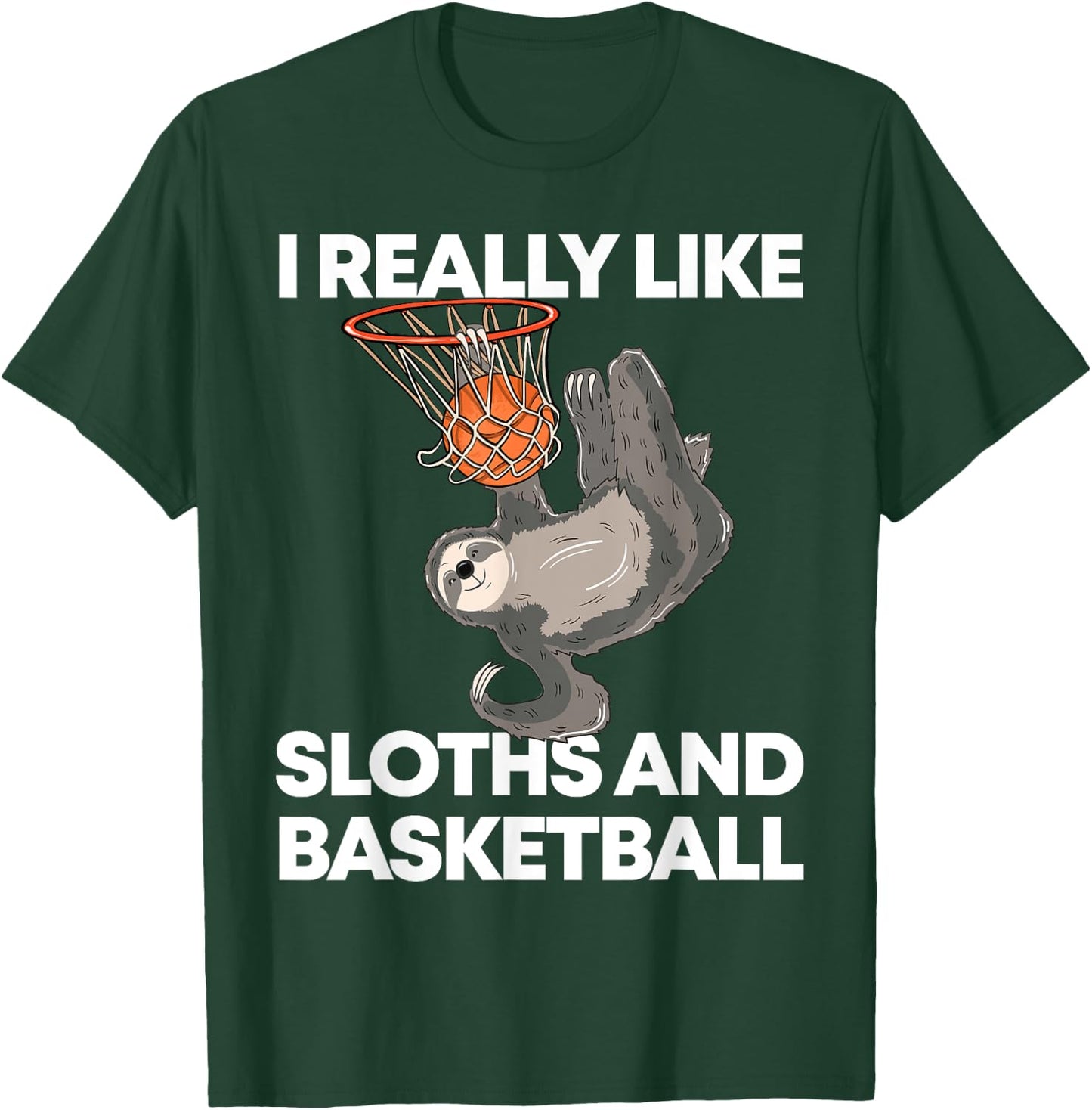 Funny Basketball Sloth Gift Cute Sloth T-Shirt - T-Shirt | Forest