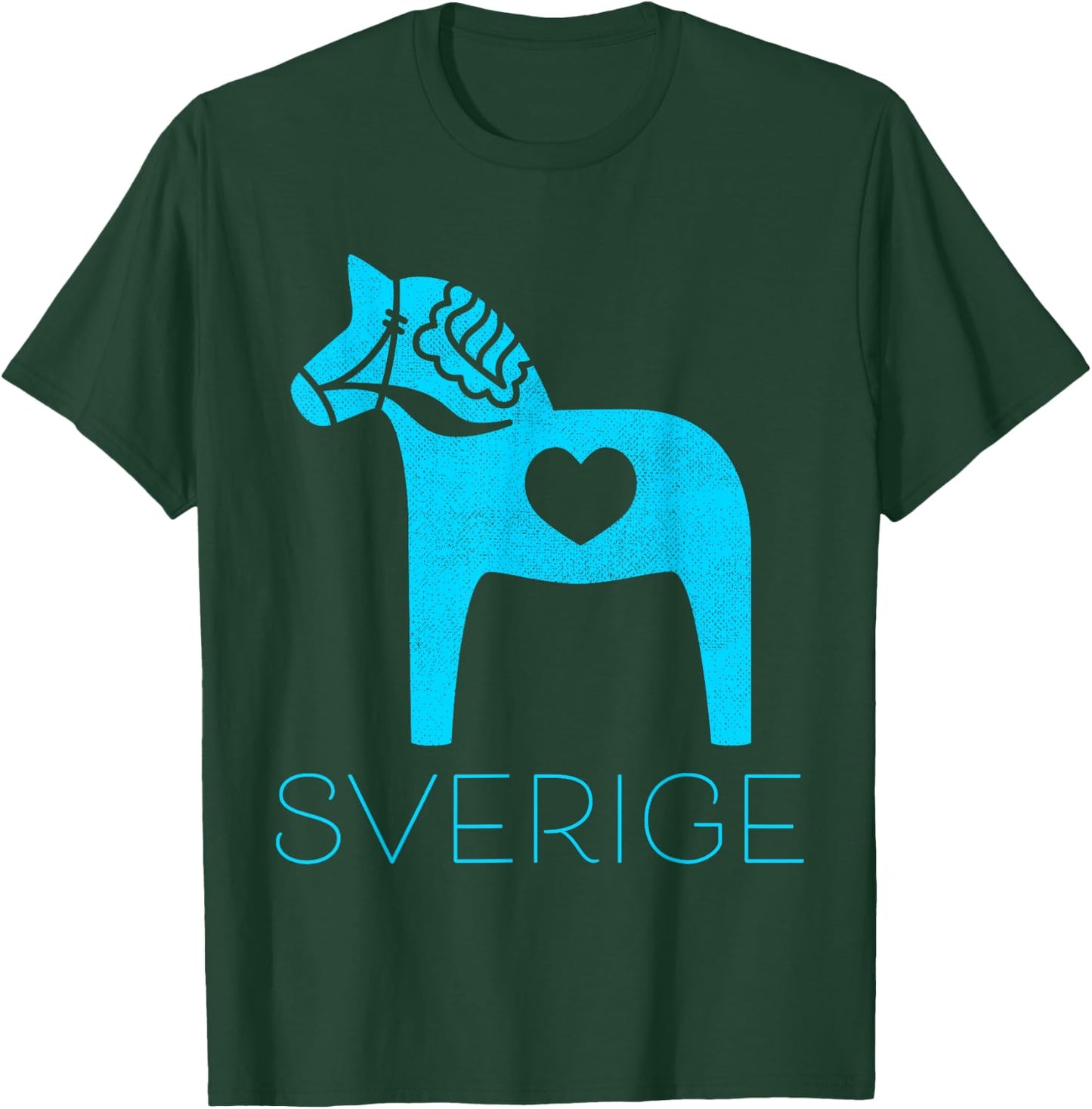 Sverige Sweden Swedish Blue Dala Horse Heart Dalecarlian T-Shirt - T-Shirt | Forest