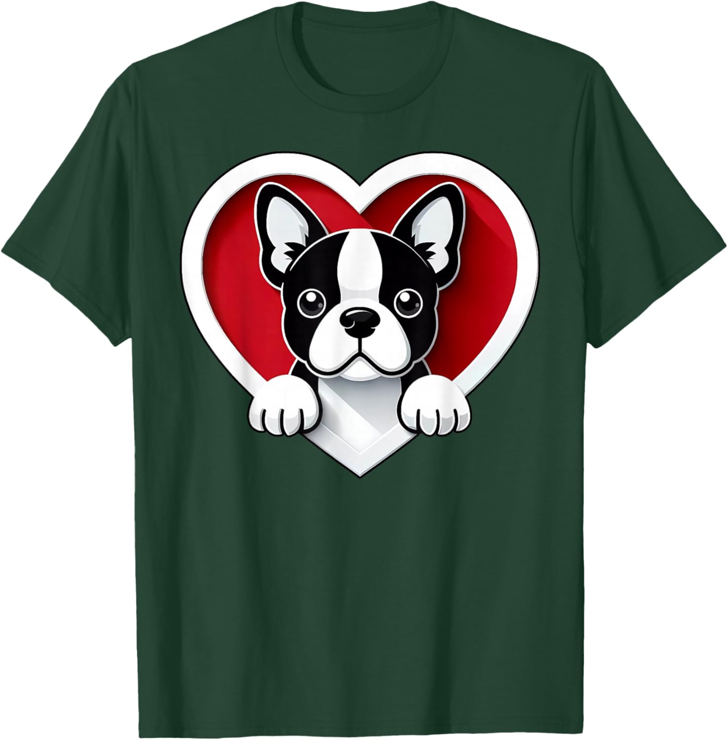 Boston Terrier Heart Cute Bostie Puppy Lover or Dog Owner T-Shirt - T-Shirt | Forest