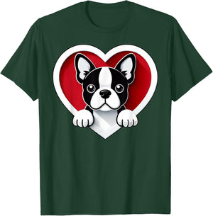 Boston Terrier Heart Cute Bostie Puppy Lover or Dog Owner T-Shirt - T-Shirt | Forest