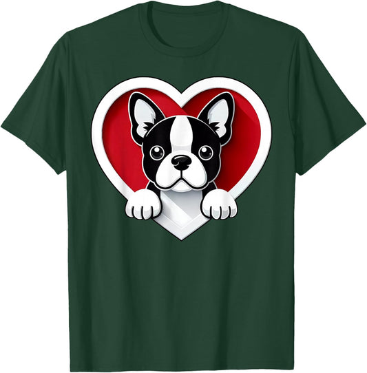 Boston Terrier Heart Cute Bostie Puppy Lover or Dog Owner T-Shirt - T-Shirt | Forest