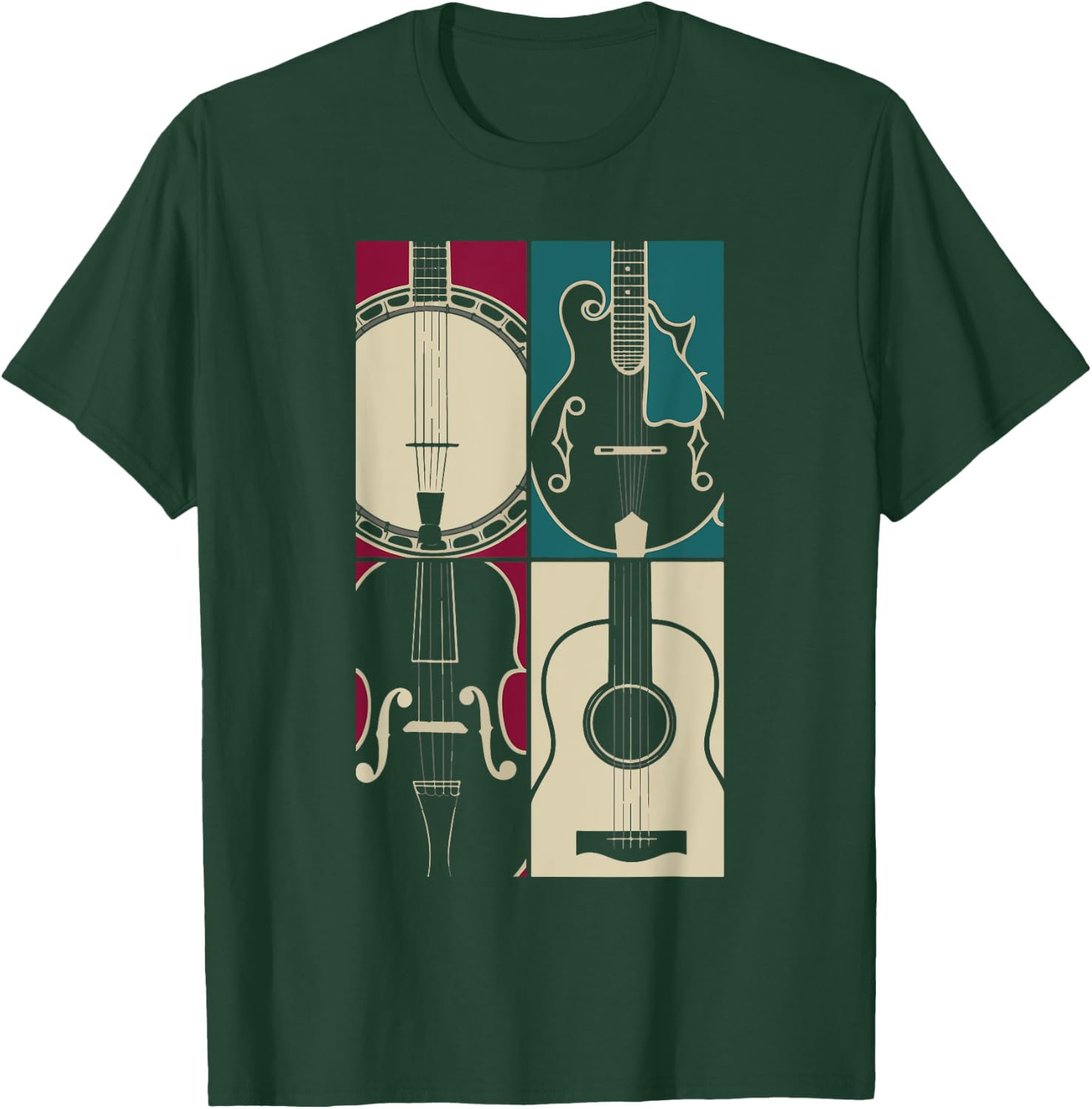 Bluegrass Instrument Pop Art Style Art T-Shirt - T-Shirt | Forest
