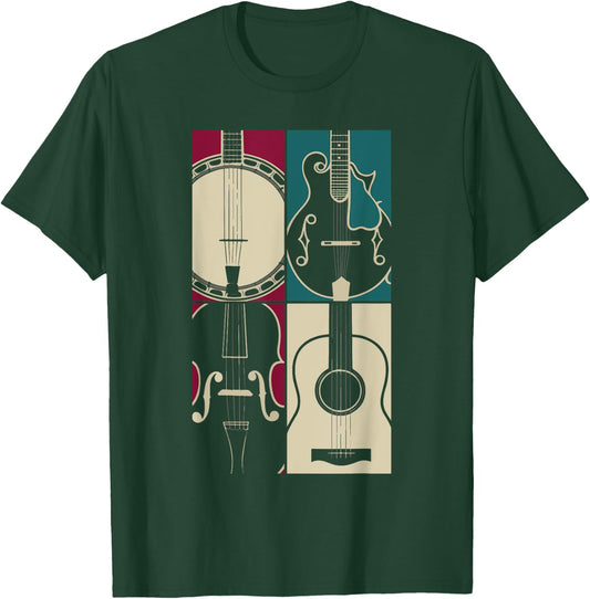 Bluegrass Instrument Pop Art Style Art T-Shirt - T-Shirt | Forest