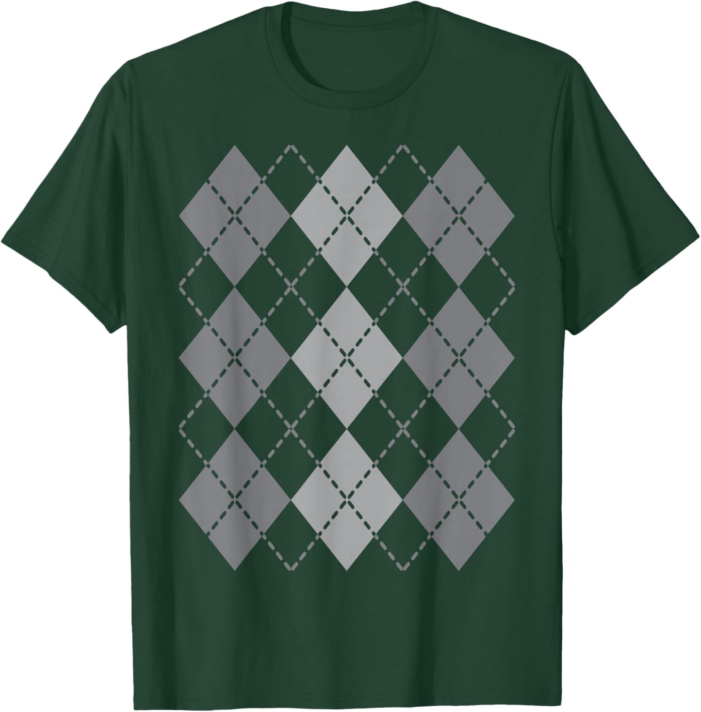 Preppy Plaid Argyle Stylish & Fun Faux Sweater Design T-Shirt - T-Shirt | Forest
