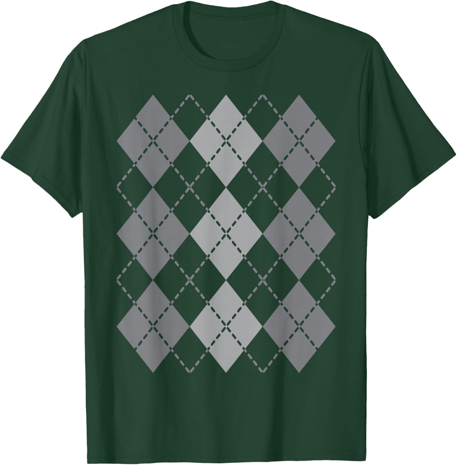 Preppy Plaid Argyle Stylish & Fun Faux Sweater Design T-Shirt - T-Shirt | Forest