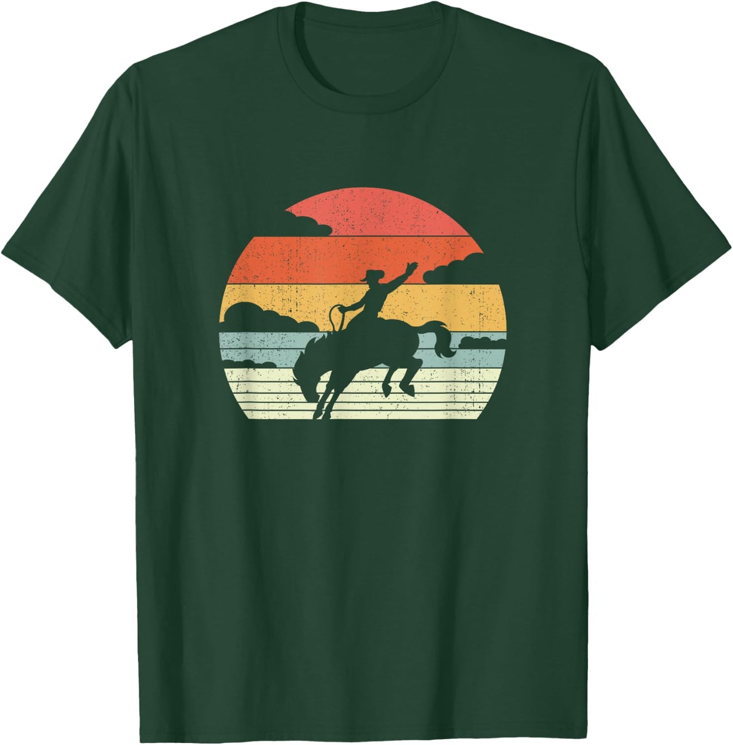 Retro Cowboy Horse Riding - Vintage Horseman Rodeo T-Shirt - T-Shirt | Forest
