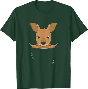 Cute Baby Kangaroo In Belly Bag T-Shirt - T-Shirt | Forest