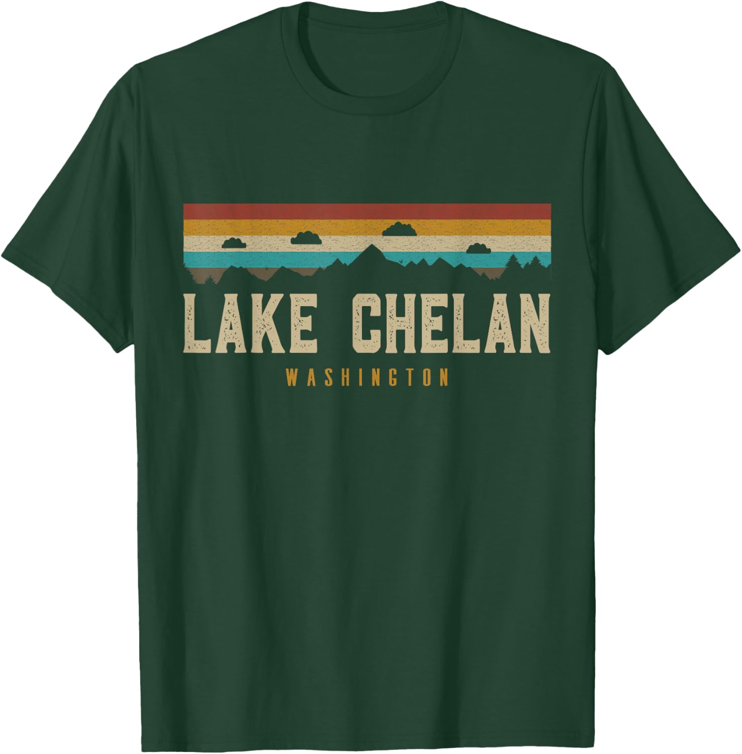 Lake Chelan Vintage Mountains Hiking Camp Washington Retro T-Shirt - T-Shirt | Forest