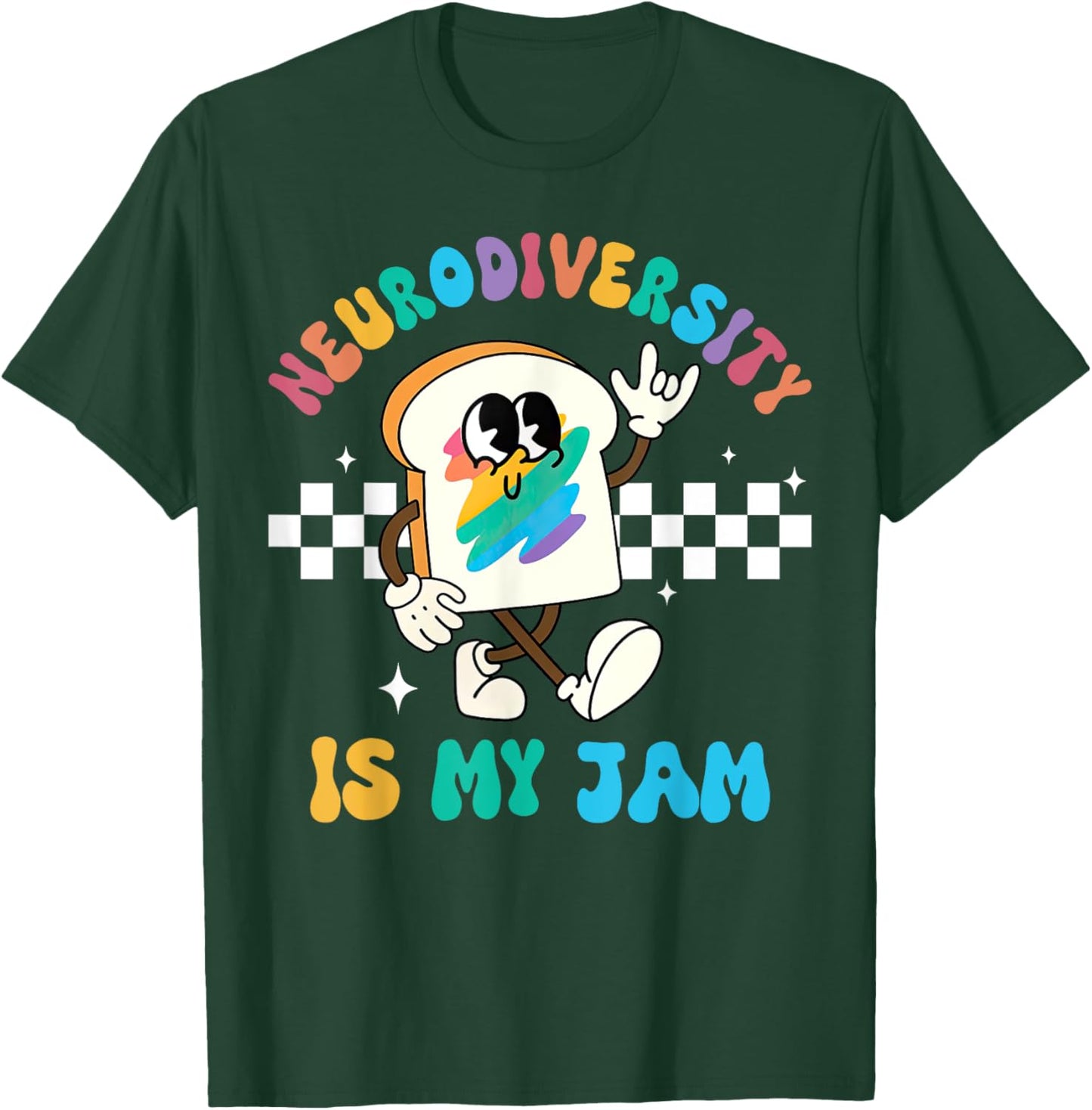 Retro Neurodiversity Is My Jam ADHD Autism Awareness Support T-Shirt - T-Shirt | Forest