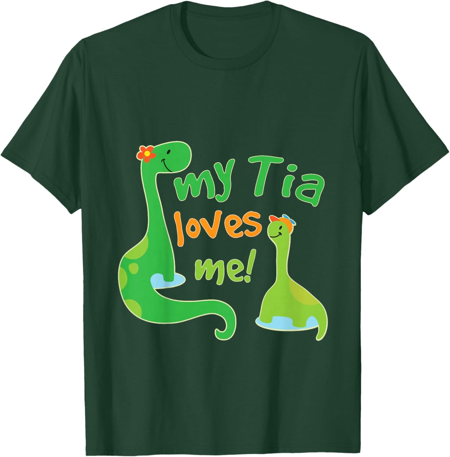 Kids My Tia Loves Me Nephew Dinosaur T-Shirt - T-Shirt | Forest