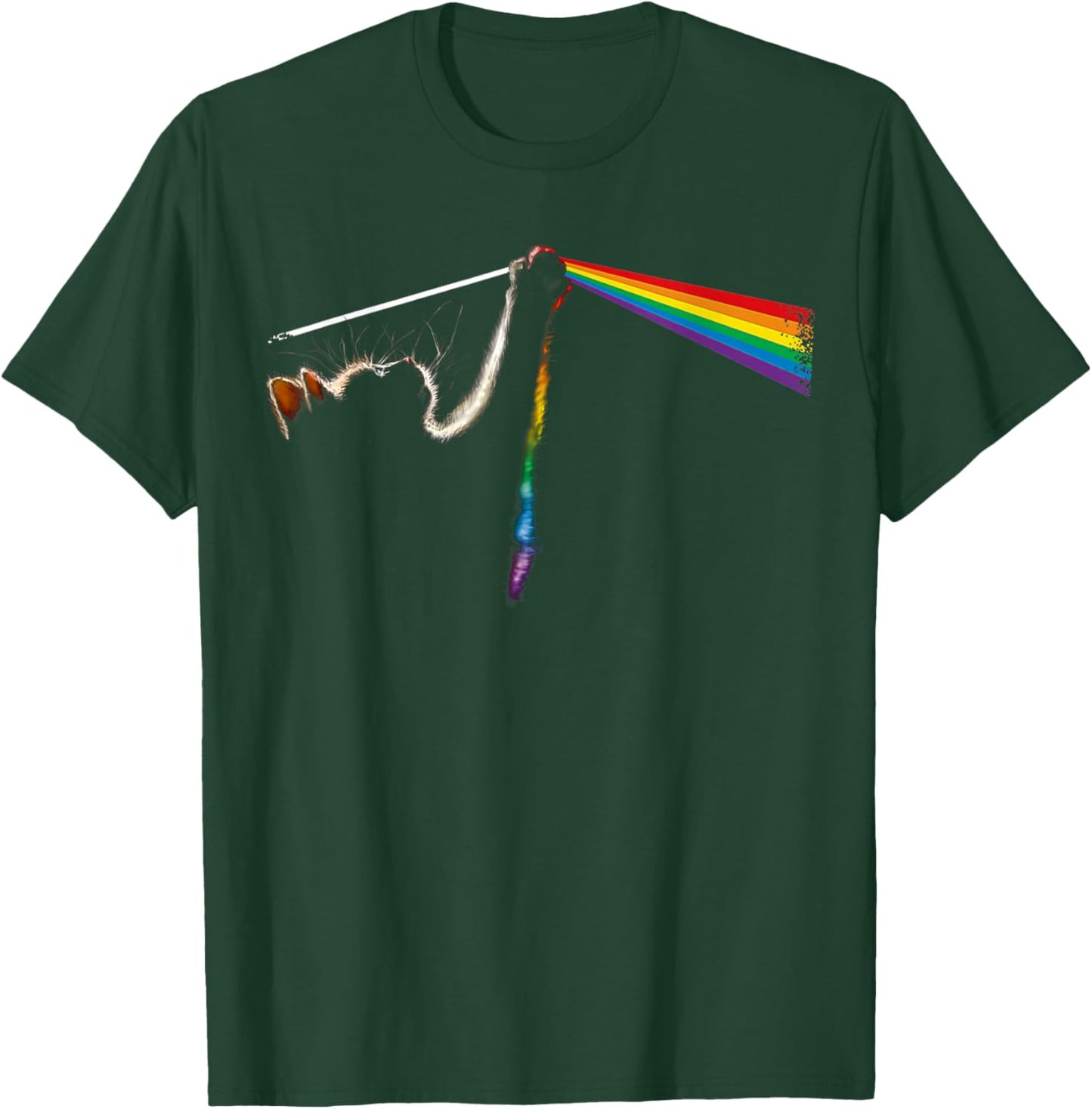 Vintage Cat Lover Dad Cat Mom Prism Rainbow Light Rock Music T-Shirt - T-Shirt | Forest