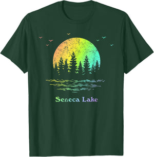 Seneca Lake Outdoor Adventure Family Vacation Rainbow T-Shirt - T-Shirt | Forest