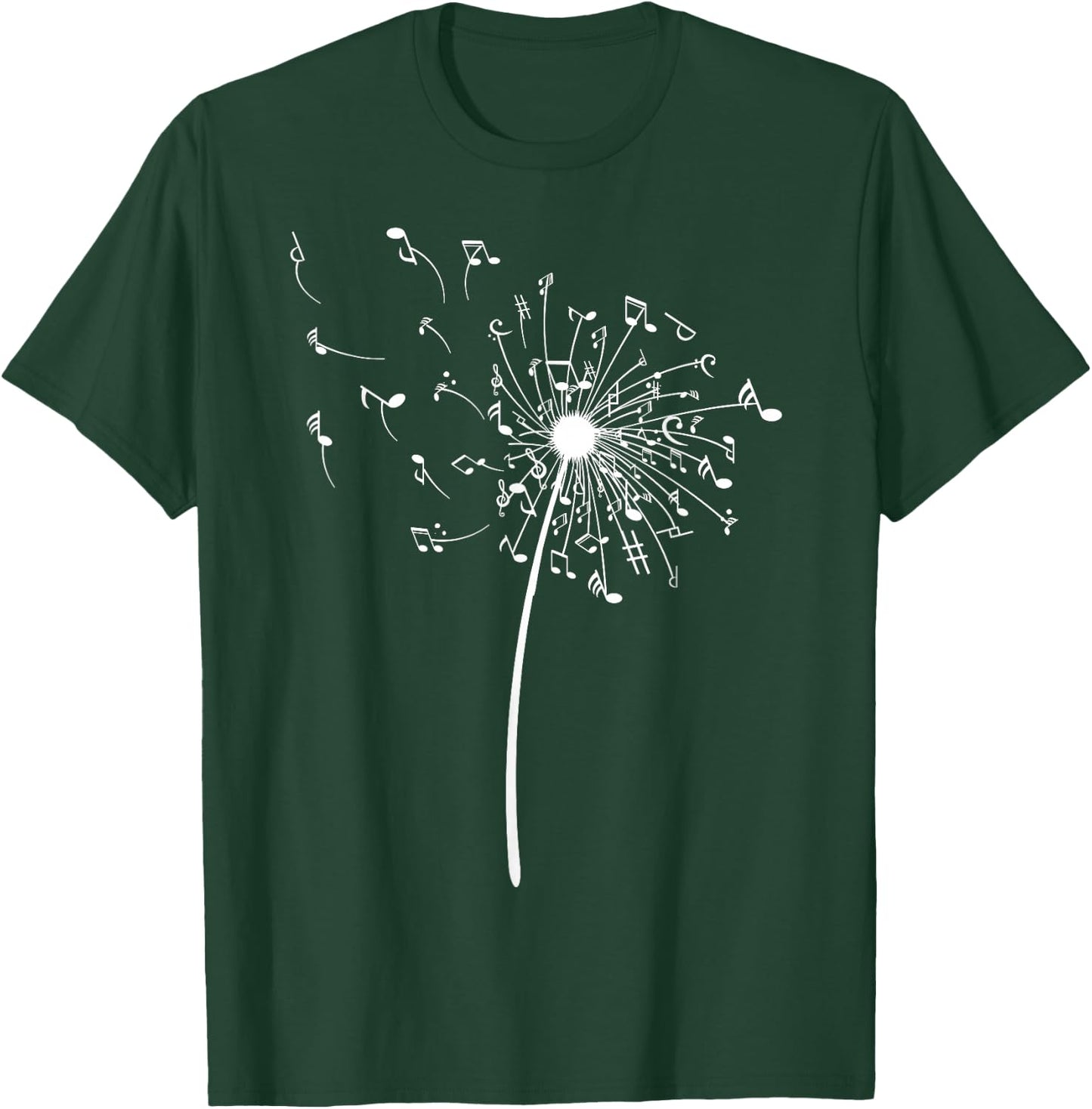 Funny Music Notes Gift Women Cool Dandelion Flower T-Shirt - T-Shirt | Forest