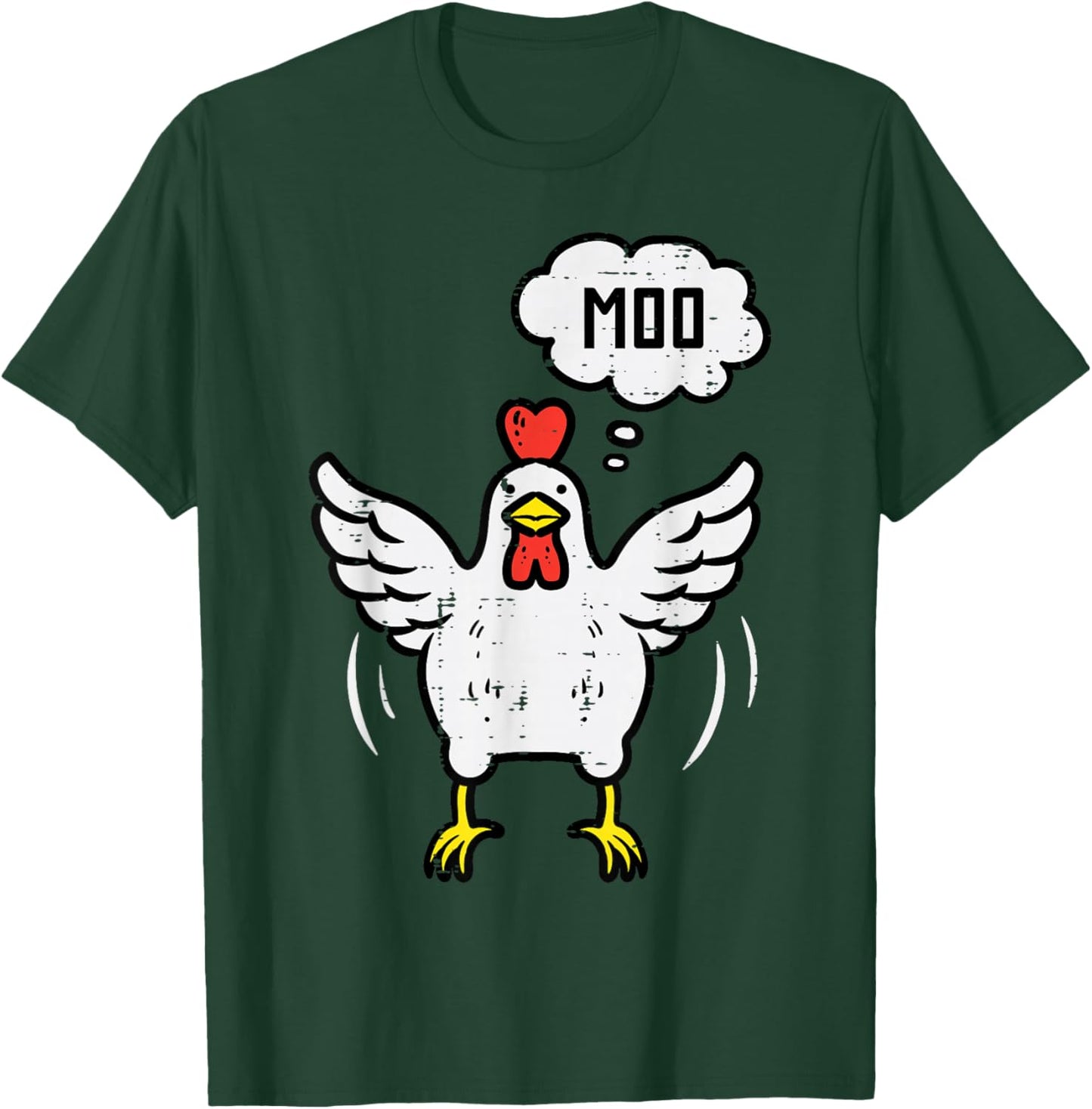 Chicken Cow Moo Funny Farm Animal Hen Farmer Men Women Kids T-Shirt - T-Shirt | Forest