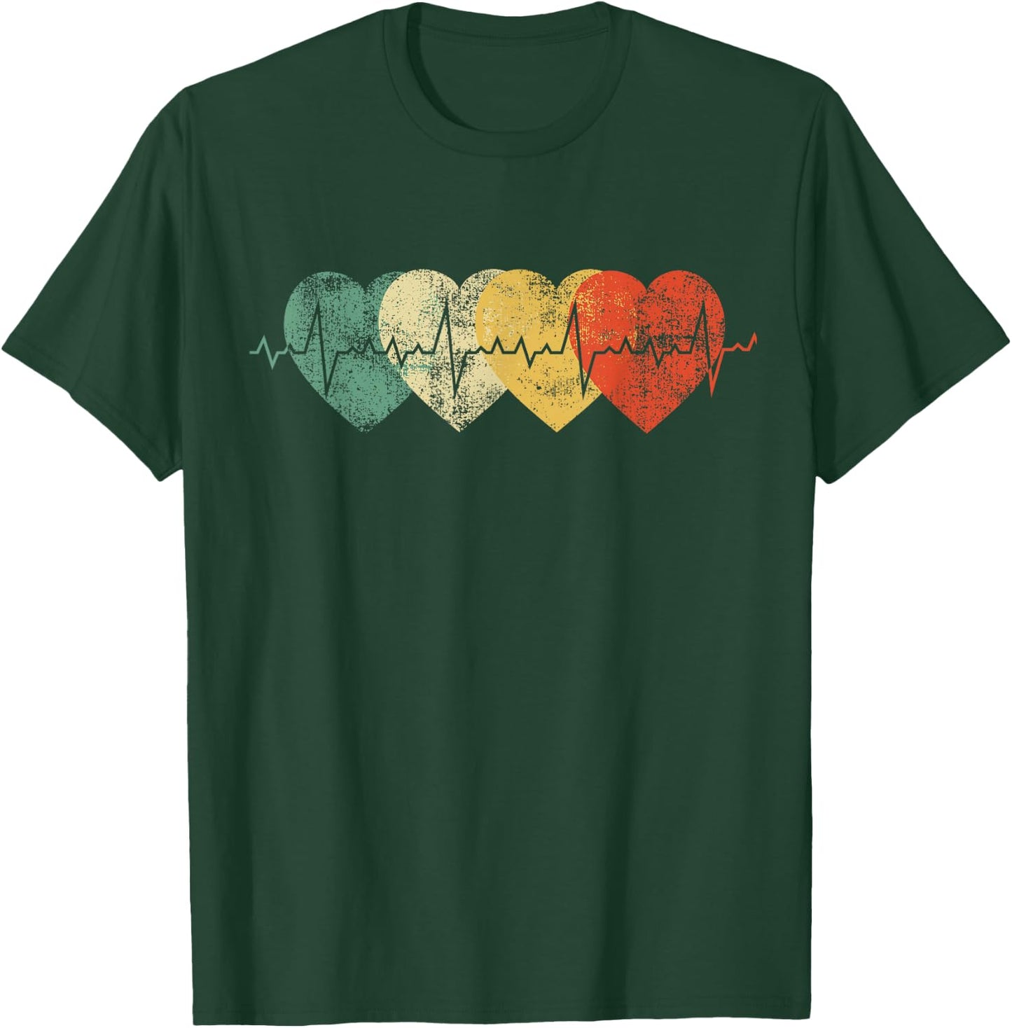 Funny Nurse Heartbeat Gifts Retro Vintage Heart Nursing T-Shirt - T-Shirt | Forest