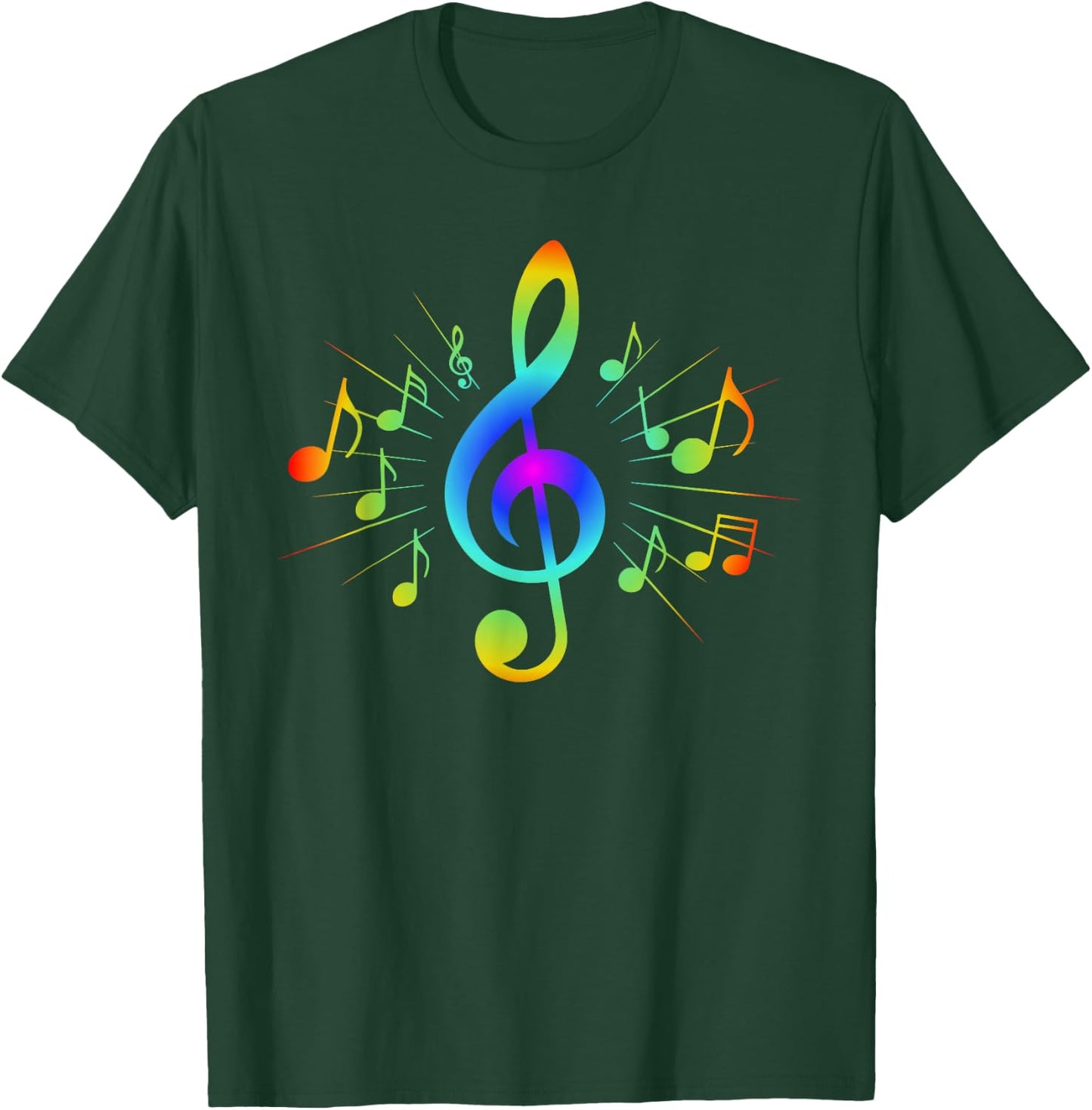 Colorful Treble Clef and Musical Notes Design for Music Love T-Shirt - T-Shirt | Forest