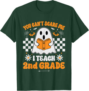 You Can't Scare Me I Teach 2nd Grade Retro Teacher Halloween T-Shirt - T-Shirt | Forest