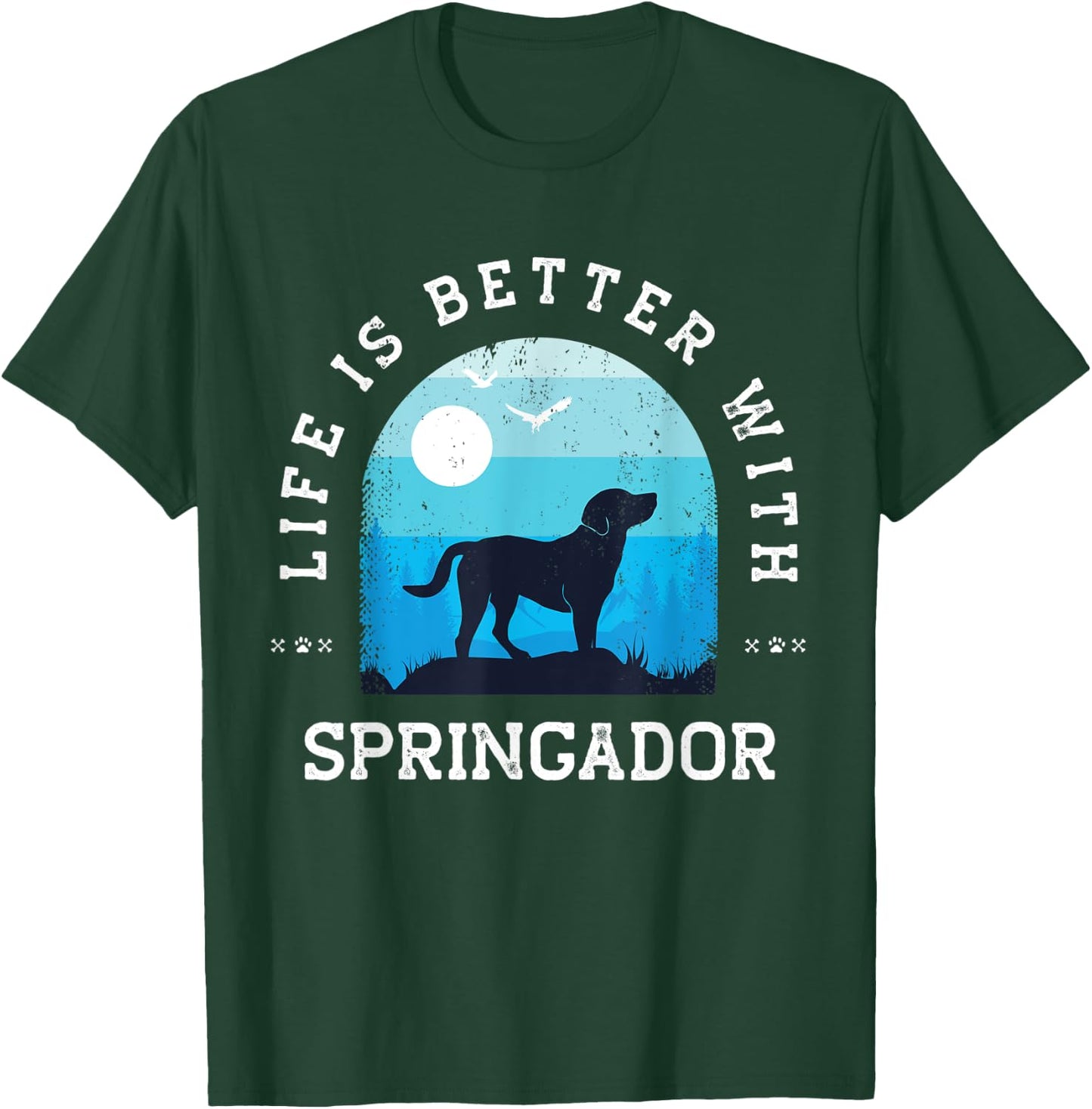 Life Better Springador Vintage Blue Dog Mom Dad Women Kids T-Shirt - T-Shirt | Forest