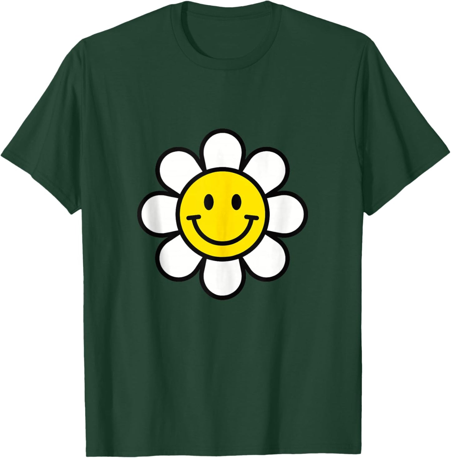 Yellow Happy Smiling Smile Face Daisy Flower Shirt Kids Girl T-Shirt - T-Shirt | Forest