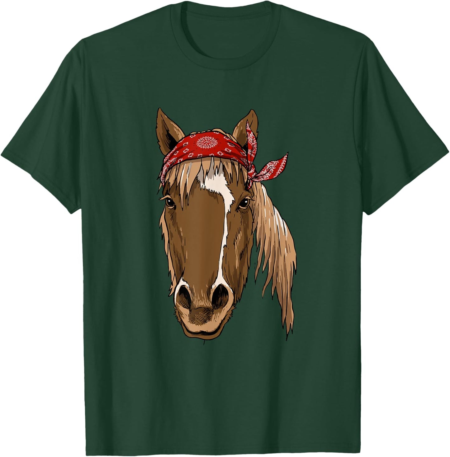 Horse Bandana Shirt for Horseback Riding Horse Lover T-Shirt - T-Shirt | Forest