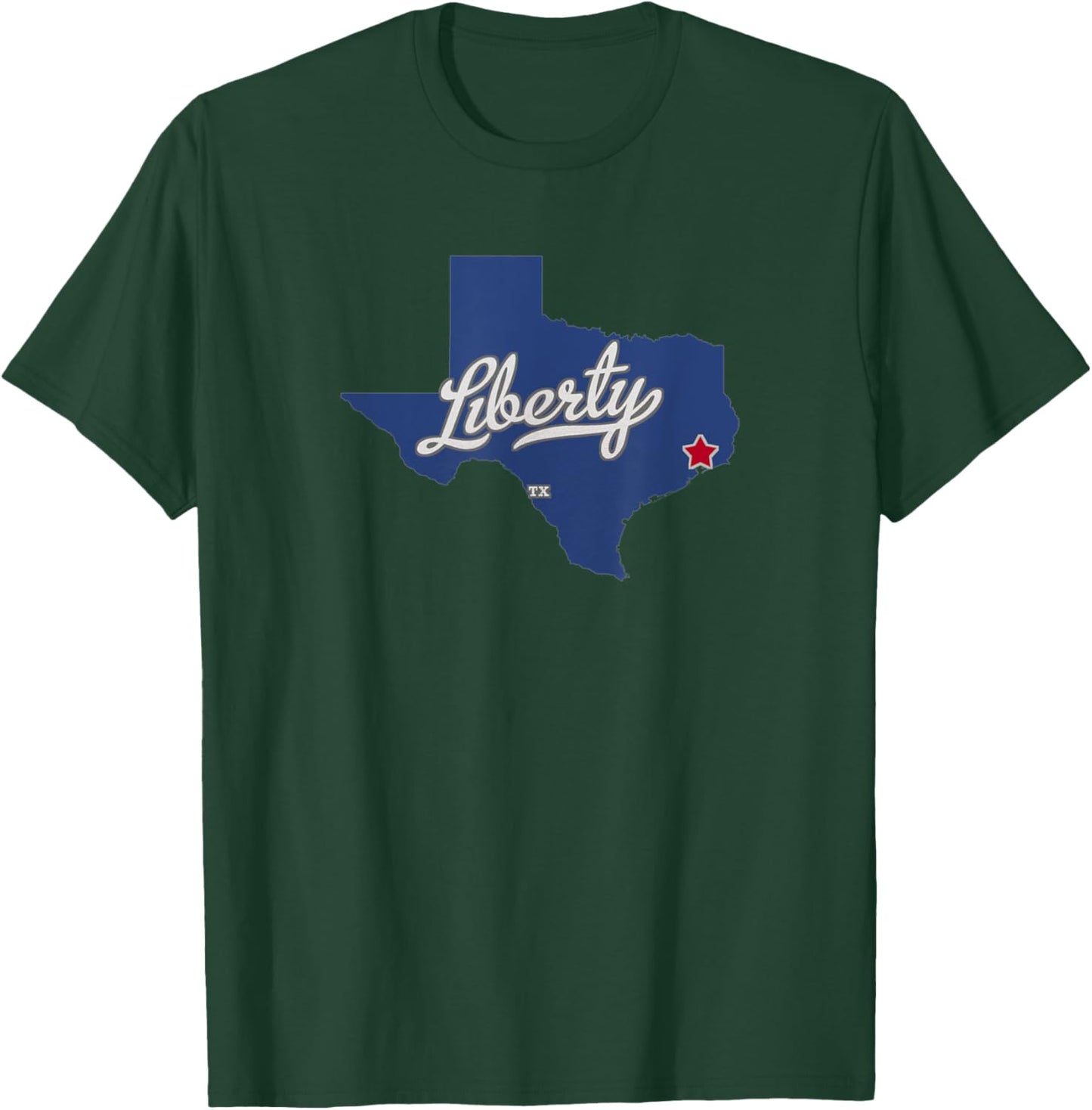 Liberty Texas TX Map T-Shirt - T-Shirt | Forest